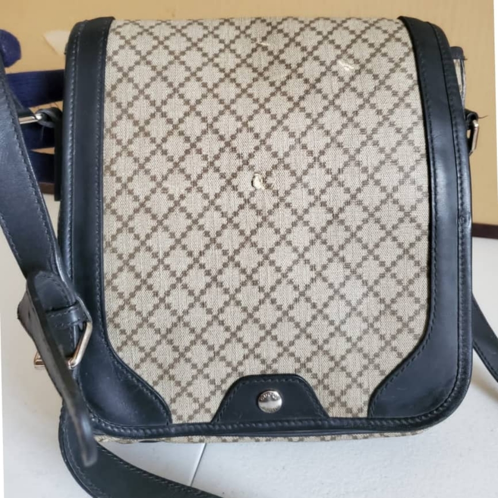 GUCCI Diamante PVC Leather Shoulder Bag